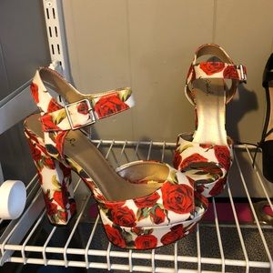 Floral platform heels